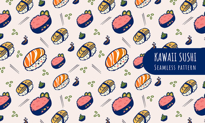 Kawaii Sushi - Seamless pattern