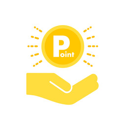 Pointの文字が入ったコインと手のアイコン -ポイント･ポイ活のイメージ素材
