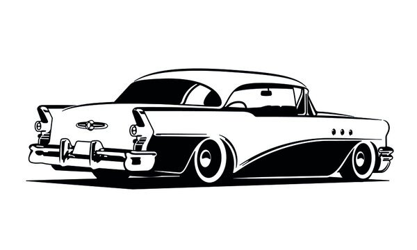 Vector Layout an American Classic Car. Retro Lowrider.

