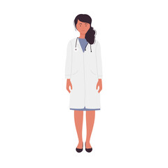 Standing pose of doctor woman. Medical worker in hospital uniform vector illustration