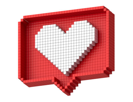 Like Heart Social Media In Pixel Art 3d Render