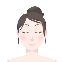 Clip art of front face of woman with closed eyes