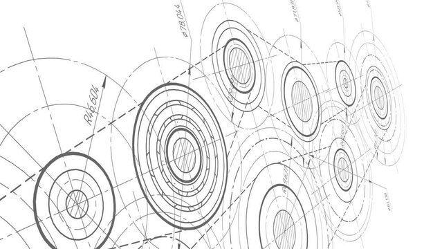 Technical drawing  .Project plan.Mechanical Engineering background .Technology Banner.Video animation HD 4K .	