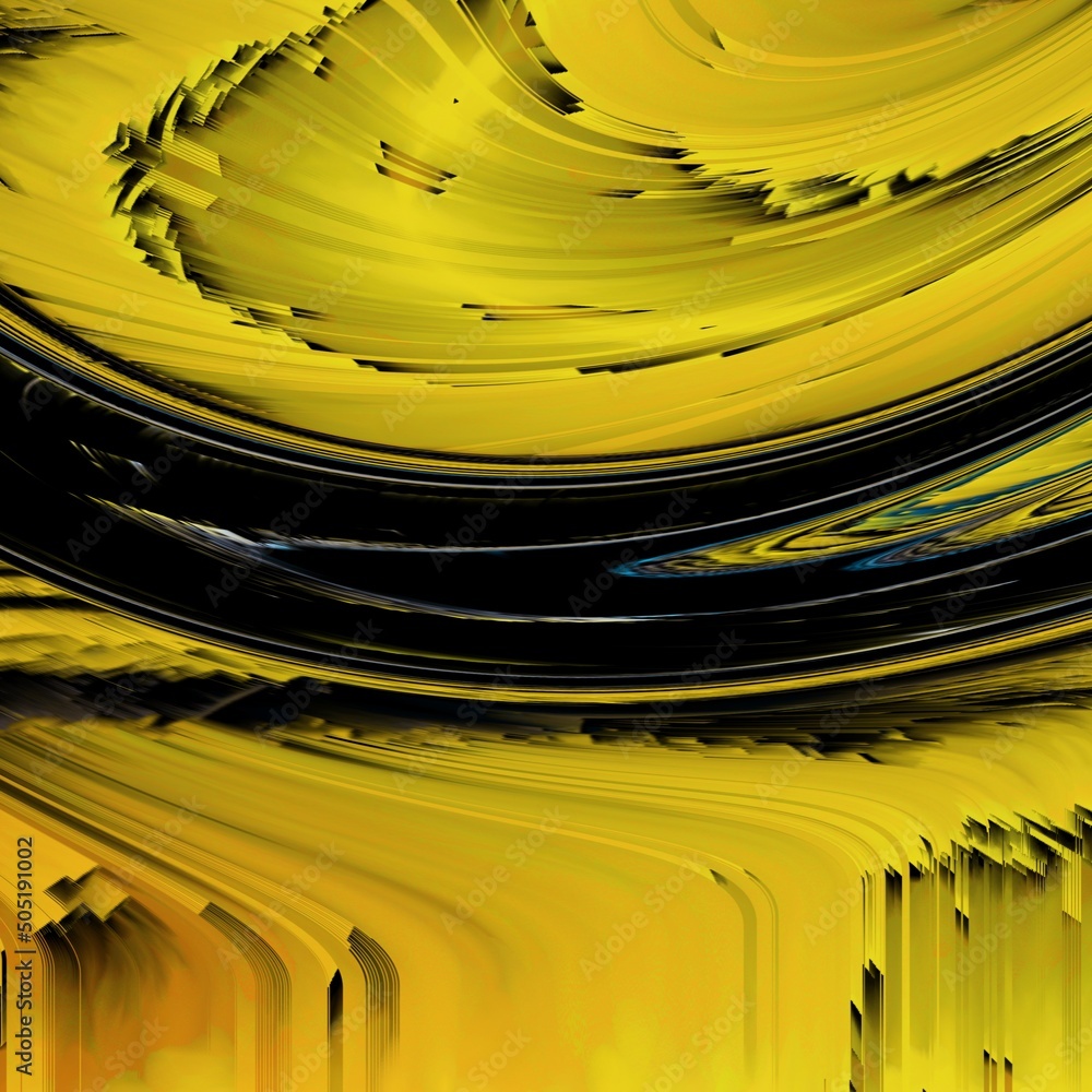 Aufkleber bright yellow gold patterns on black background generating many intricate shapes and designs in a sq