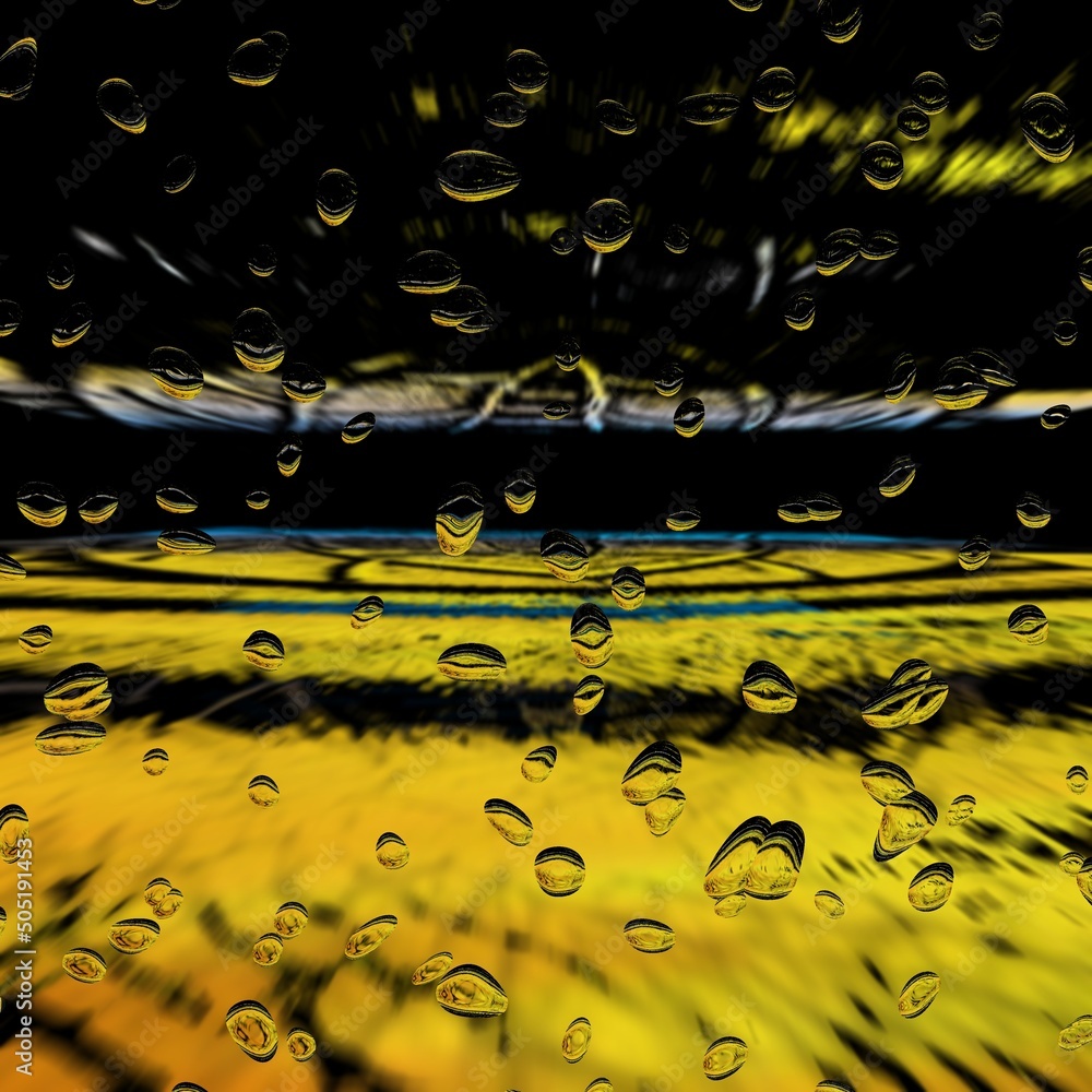 Aufkleber bright yellow gold patterns on black background generating many intricate shapes and designs in a sq