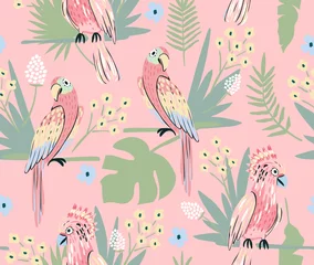 Gardinen Kinderzimmer Muster  Parrot seamless pattern with and palm leaf. Cute background for girls, baby or kids  © Dovikuu