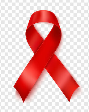 Realistic red ribbons isolated over transparent background, world aids day symbol, 1 december. World cancer day symbol, 4 february. Design template