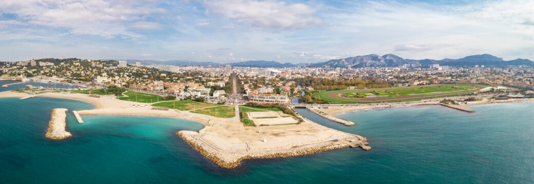 Marseille french city in south - Aerial panoramic view