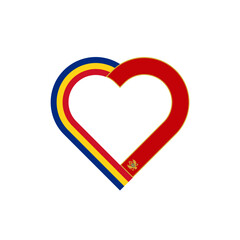unity concept. heart ribbon icon of romania and montenegro flags. vector illustration isolated on white background