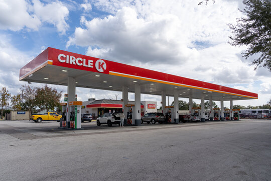 Orlando, Florida, USA - February 3, 2022:  A Circle K gas station with convenience store in Orlando, Florida, USA. Circle K is a convenience store and gas station chain. 