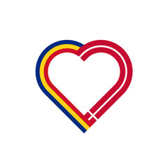 unity concept. heart ribbon icon of romania and denmark flags. vector illustration isolated on white background
