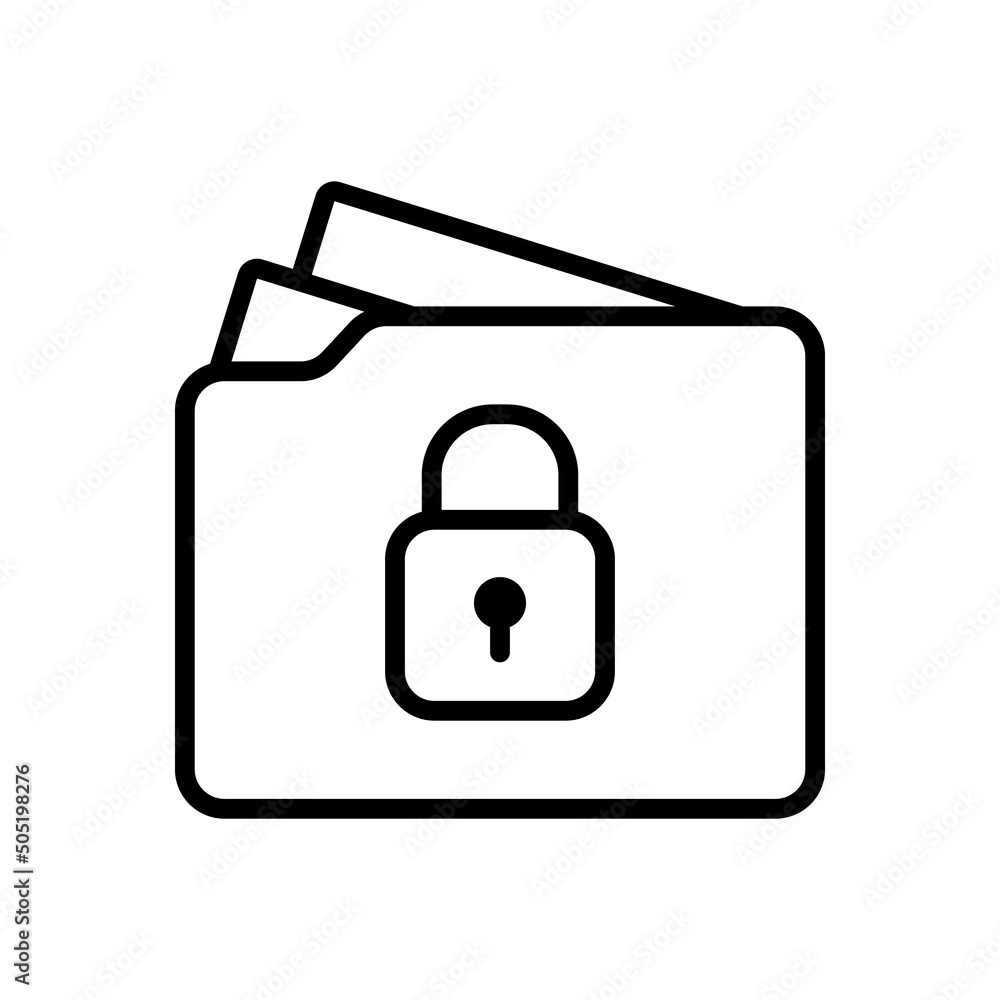 Poster folder lock icon. illustration in linear style for web banners, mobile applications, websites, print