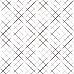 Chekered seamless pattern. Grunge hand drawn lines, diagonal geometric grid, creative rustic aesthetic background in grey tone color palette. White easy editable color backdrop. Vector
