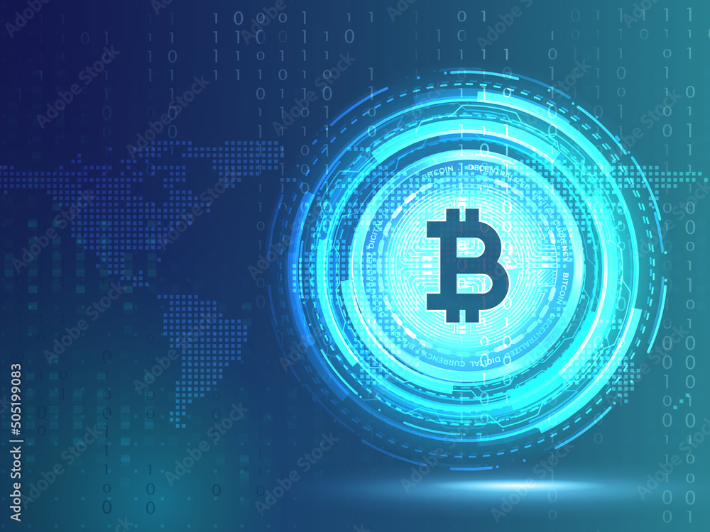 Poster 3d rendering bitcoin sign currency digital background