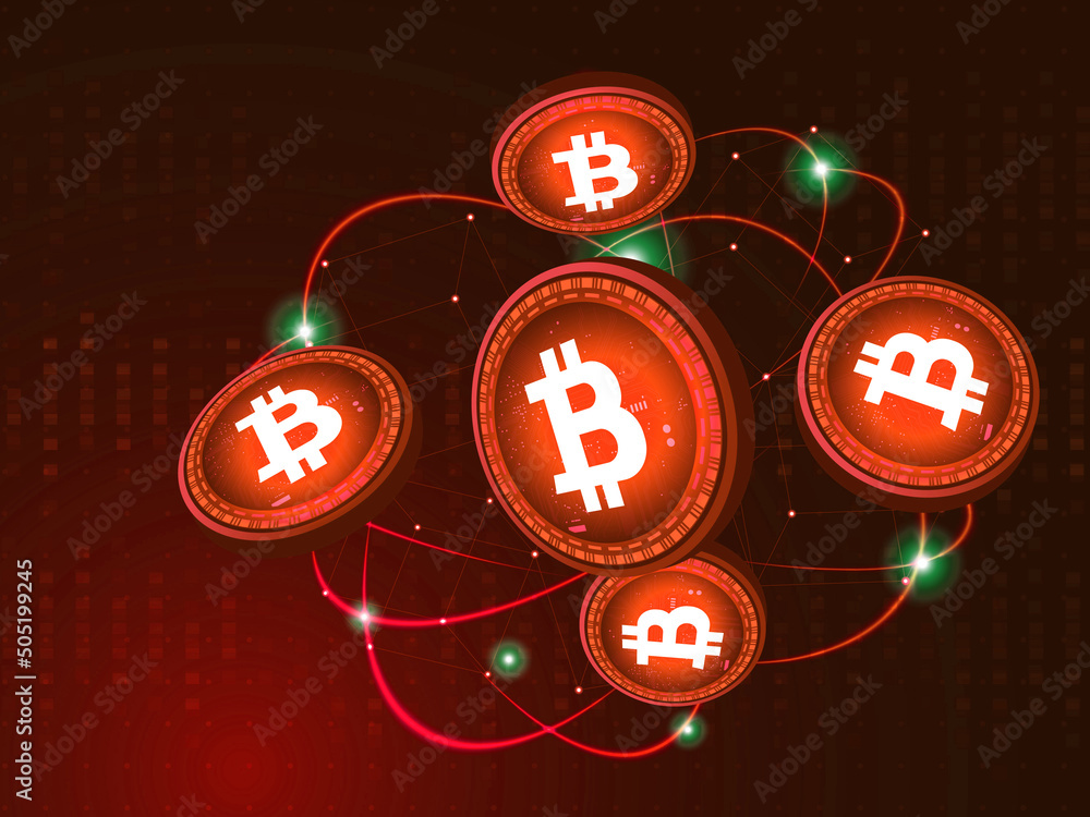Poster 3d rendering bitcoin sign currency digital background