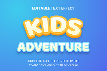 Obraz premium Editable text effect with 3D orange and blue kids adventure style