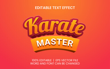 editable text effect with realistic red orange karate game style