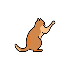 Evil cat fights color line icon. Pictogram for web page