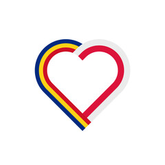 unity concept. heart ribbon icon of romania and poland flags. vector illustration isolated on white background