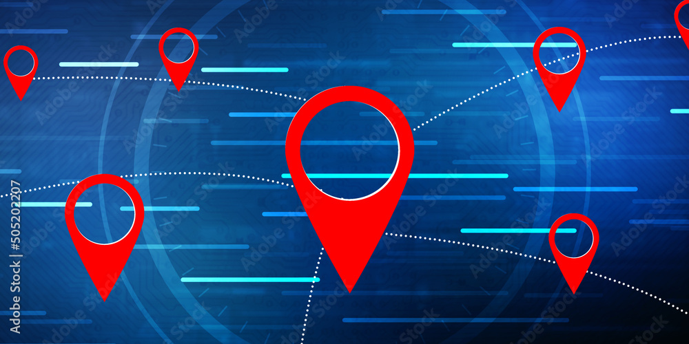 Poster 2d rendering red map pointer