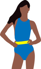 Fototapeta na wymiar tanned girl in a blue swimsuit