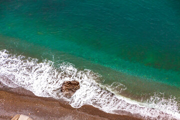 Aerial winter view of the beach on Amalfi seacoast, Italy