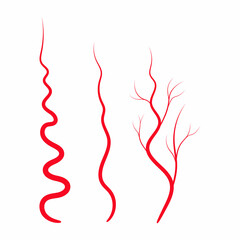 Human red vein icon. Blood system. Vessel, capillaries, arteries, eye vein. Concept anatomy element for medical science. Vector illustration