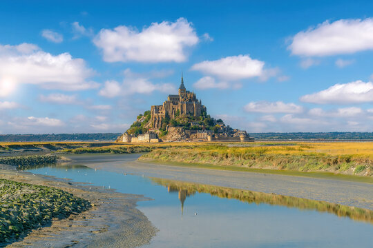 Famous Le Mont Saint-Michel tidal island in Normandy, France