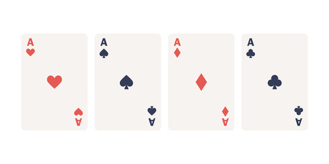 Four aces card suit icon set. Vector flat illustration 
