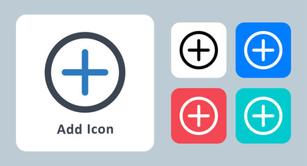 Add icon - vector illustration . Add, New, Plus, Circle, Create, Button, Round, line, outline, flat, icons .