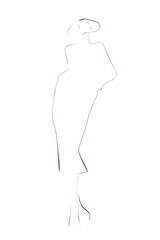 Silhouette of elegant woman. Hand-drawn fashion illustration. Vector