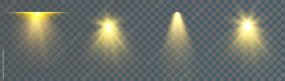 Poster A set of light effects for the design of congratulations and invitations. Spotlight with bokeh. Vector