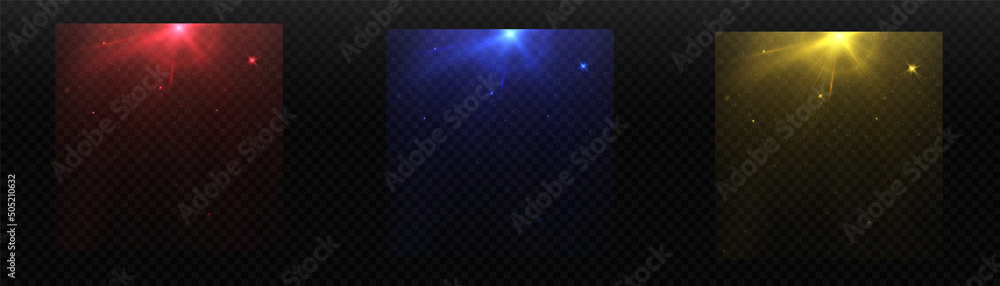 Poster A set of light effects for the design of congratulations and invitations. Spotlight with bokeh. Vector