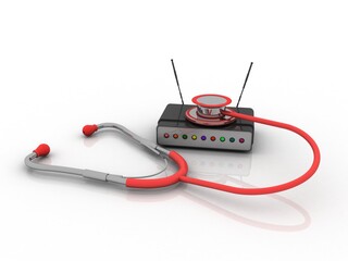 3d rendering Transmitter WiFi with  stethoscope
