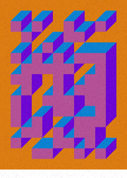 Implementation of Edward Zajec&rsquo;s &ldquo;Il Cubo&rdquo; from 1971. Essentially a Truchet tile set of 8 tiles and rules for placement art illustration