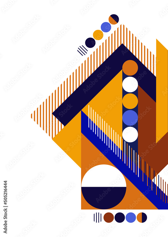 Poster modern abstract brochure with geometric shapes, circles and squares, lines. minimal bold architectur
