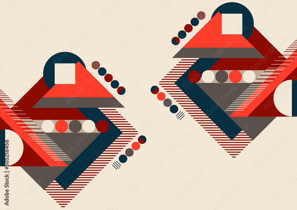 Poster modern abstract brochure with geometric shapes, circles and squares, lines. minimal bold architectur