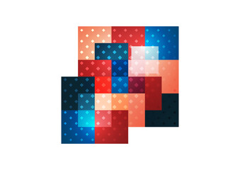 Abstract geometric background. Modern overlapping squares. Fancy color shapes for your message. Business or technical presentation. Vector