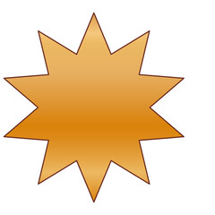 Gold Simple Graphic Star. Minimalist Golden Gradient Colored Vintage Star Element Icon.