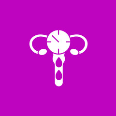 Timing glyph icon. Monthly bleeding from the uterus. Time of menstruation. Menstruation concept. Filled flat sign. Isolated silhouette vector illustration