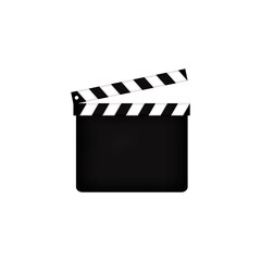 Realistic black 3D clapperboard isolated on white background. Vector illustration.