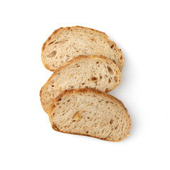 slices of bread isolated on white background, top view