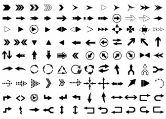 Fototapeta na wymiar Set arrow icon black collection arrow symbols pictogram vector.