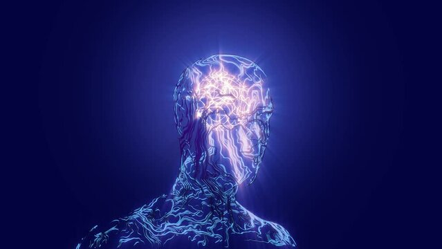 looped 3d animation glowing human consciousness
