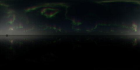 Obraz na płótnie Canvas HDRI - Ice terrain with Aurora Borealis on the sky 36 - Panorama