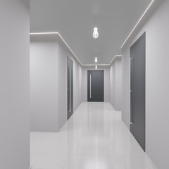 empty white corridor