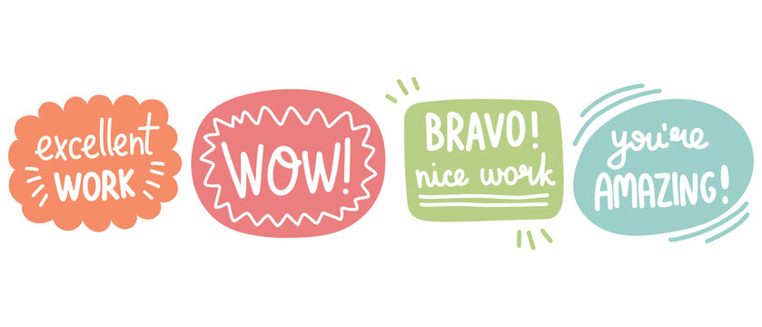 Premium Vector, Collection of good job and great job stickers