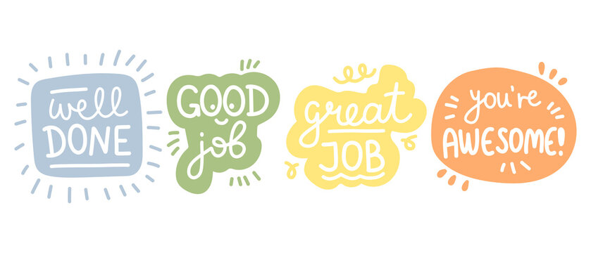 Job and great job stickers vector illustration