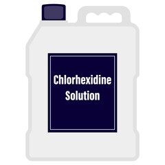 Chlorhexidine solution in a big plastic bottle cartoon vector illustration isolated on a white background