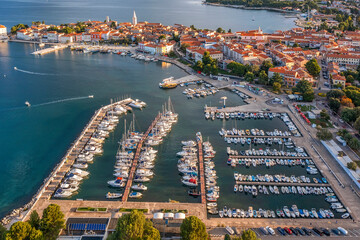 Aerial view to Porec old town, popular travel destination in Istria, Croatia - 505226830